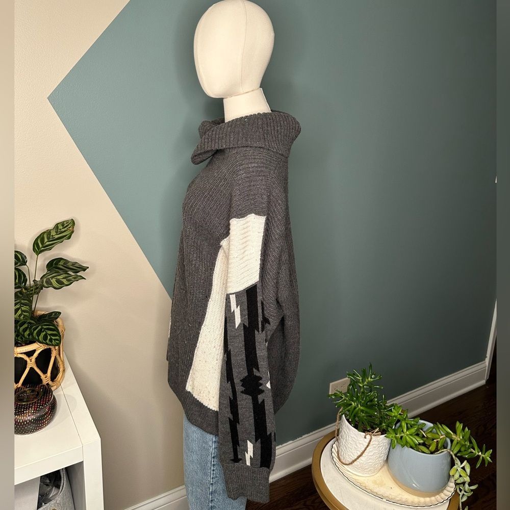 DKNY Chunky Knit Turtleneck Sweater Boho Western Oversized Cozy Winter XL - Picture 2 of 8